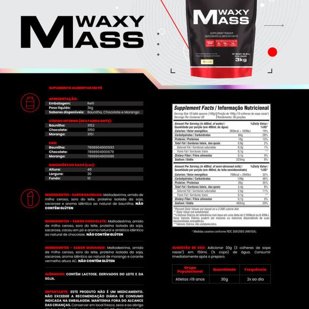 Kit Hipercal Rico Waxy Mass Kg Waxy Maize G Six Lipo C Ps