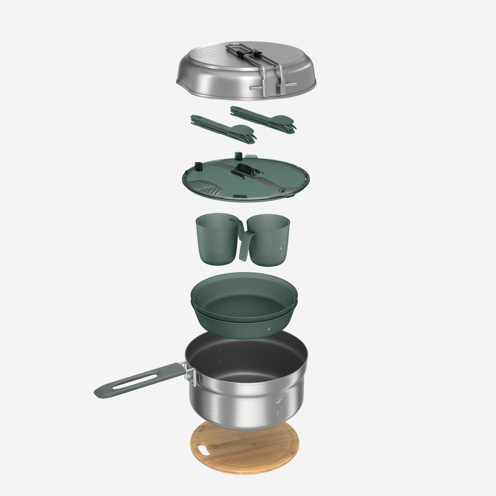 Conjunto de Cozinha de Trilha Inox para 2 pessoa NH500 Quechua