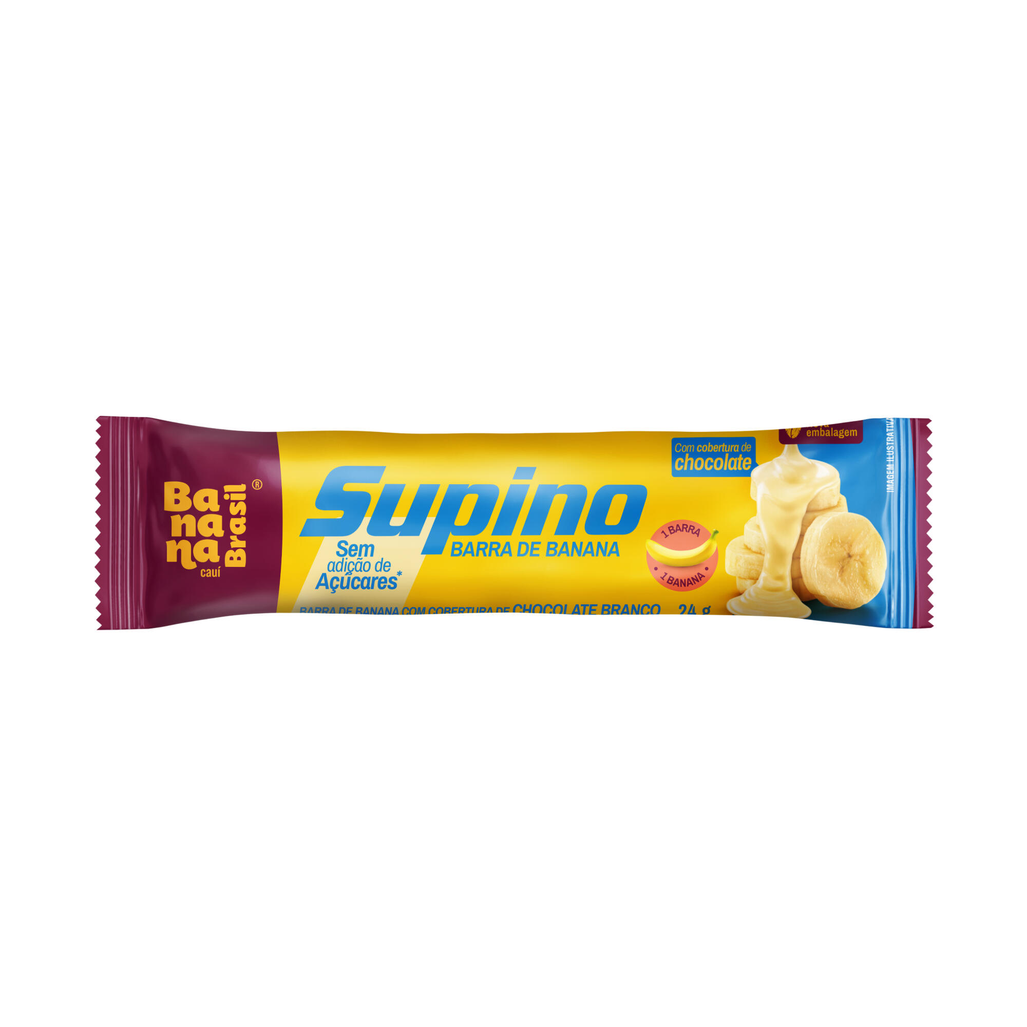 Barra de Banana Supino Zero com Cobertura de Chocolate Branco 24g