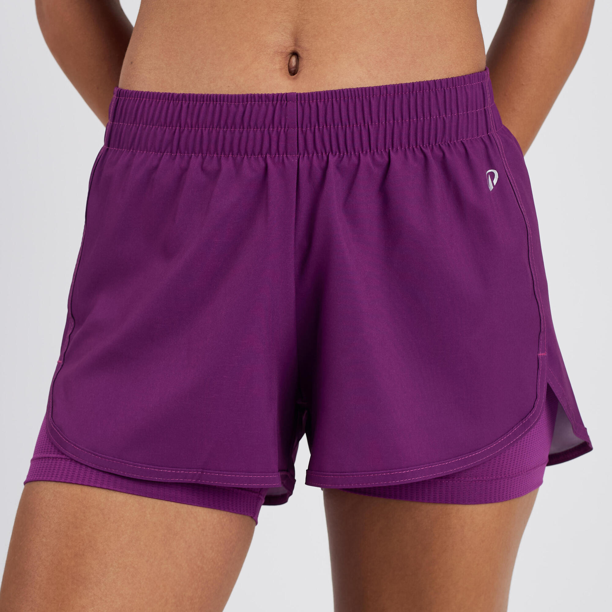 Shorts Feminino 2 em 1 de Treino 120 Domyos Roxo