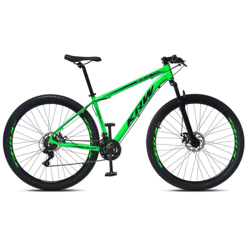 Bicicleta Aro 29 KRW Alum¡nio 21 Velocidades Freio a Disco X51 19 / Verde-Preto
