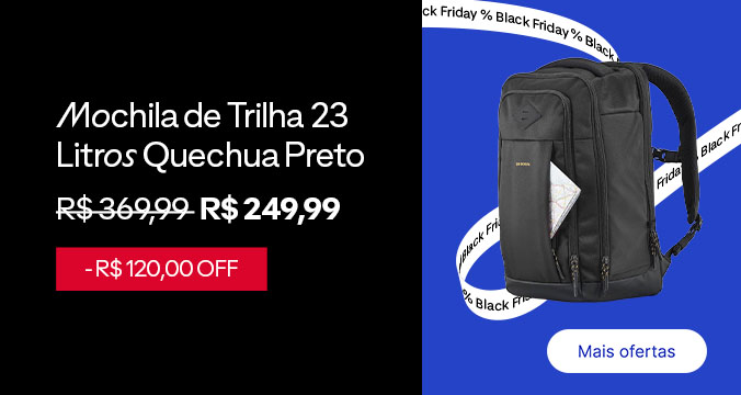W48 - Mochila de Trilha 23 Litros Quechua Preto