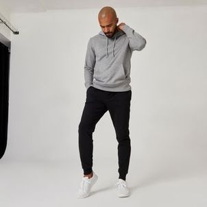 Calça Masculina de Pilates Moletom Slim Domyos Preto