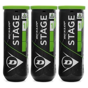 Bola de Tênis Dunlop Stage 1 Verde Pack com 03 Tubos