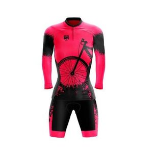 Conjunto Ciclismo Feminino Bermuda e Camisa Manga Longa GPX Bike Pink