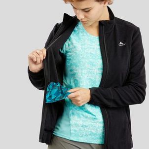 Blusa Feminina de Trilha Fleece com Ziper MH120 Quechua Preto