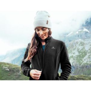 Blusa Feminina de Trilha Fleece com Ziper MH120 Quechua Preto