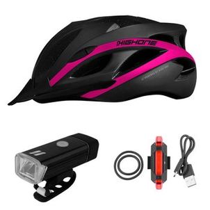 Kit capacete ciclismo farol 180 lumens sinalizador pisca usb