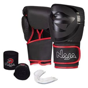 Kit Boxe Naja Black Line Muay Thai Luva + Bandagem + Bucal