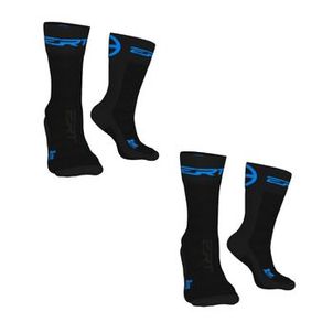 Kit 2 Meia ciclismo corrida cano médio ERT preto/azul