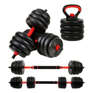 Kit Halteres Anilhas Kettlebell  6 Em 1 Peso Musculação Até 20kg Ajustável Preto Academia
