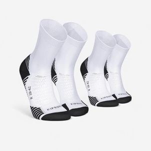 Meias de Corrida Cano Médio Run 500 (2 Pares) Kiprun Branca