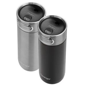 Kit com 2 Copos Térmicos Luxe AUTOSEAL® Black e Inox Contigo | 473ml