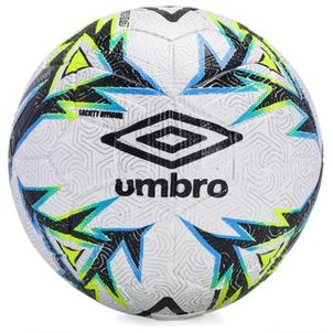 Bola de Futebol Society Umbro Techno Branco Preto Limão e Azul