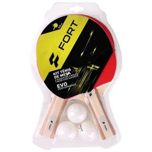 Kit Tênis de Mesa Evo 2 Raquetes 3 Bolas 1 Rede C/ Suporte - Fort