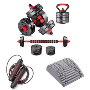 Kit Treino Avançado Kit Anilhas Barras 6x1 e Almofada Abmat Colchonete Texturizada Massagem e Corda
