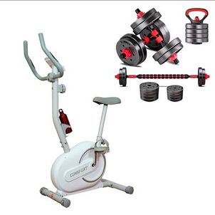 Kit Bicicleta Vertical V-1000 Connect - Branca - Consport + Kit 6 em 1