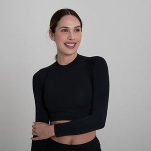 Top Cropped feminino de Surf Manga Longa EcoOlaian