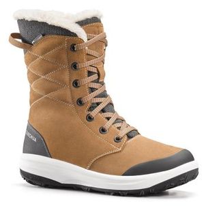 Botas de couro de caminhada quentes e impermeáveis - SH500 U-WARM - Mulher
