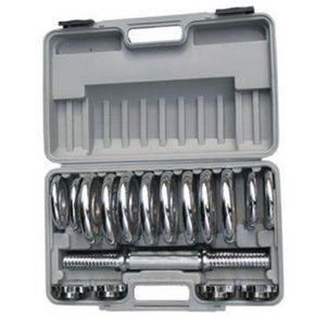 Kit 2 Barras com Anilhas Ferro Fundido Pelegrin PEL-10CR  Cromado 15kg