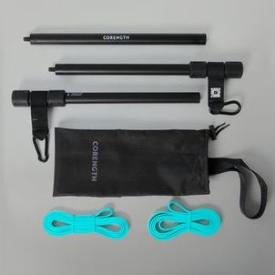Conjunto de Barra de Treino com Elásticos 15kg Multitraining Musculção e Funcional Corength