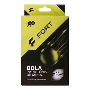 Bolas de Tênis de Mesa Fort 2 Estrelas - (Embalagem com 6 Bolas Brancas)