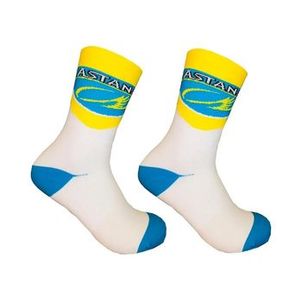 Meia Ciclismo Cano Longo Astana Branco