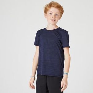 Camisa Infantil Ginástica 500 Azul-escuro