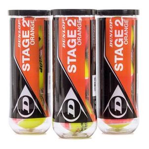 Bola de Tênis e Beach Tennis Dunlop Stage 2 Laranja Pack com 03 Tubos