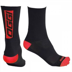 Meia Cano Longo Oggi Preto e Vermelho