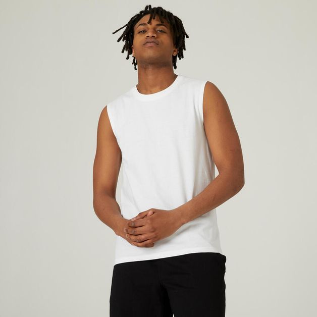 T-shirt-sem-Mangas-de-Ginastica-e-Pilates-em-Algodao-Extensivel-Preto-branco-3G