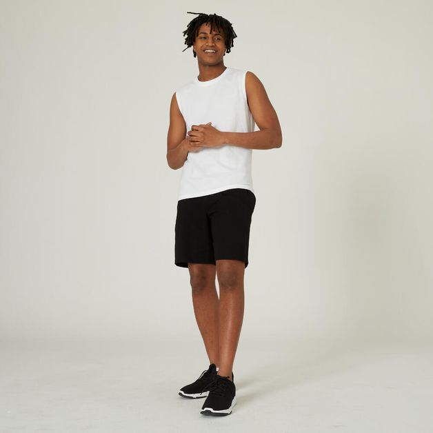 T-shirt-sem-Mangas-de-Ginastica-e-Pilates-em-Algodao-Extensivel-Preto-branco-3G