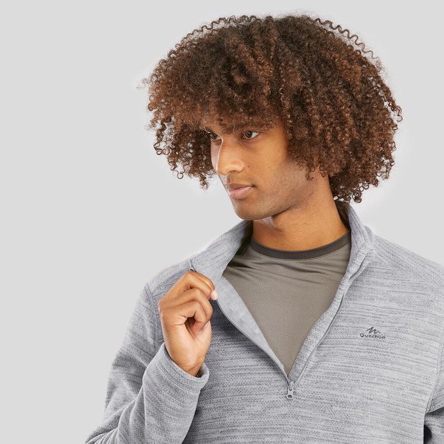 Blusa Fleece masculina de trilha MH100, cinza-claro, 4G