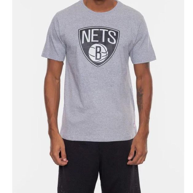 *t-shirt brooklyn nets cinza mescla, xl G