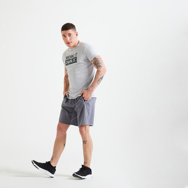 Shorts Masculino de Academia, cinza, 3G