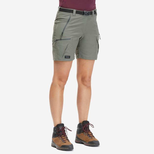 Short Feminino de Trekking M500 Forclaz, caqui, 36