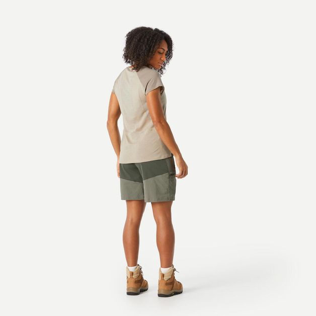 Short Feminino de Trekking M500 Forclaz, caqui, 36