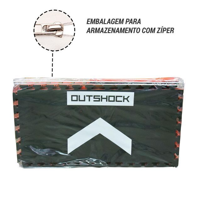 TATAME E.V.A, CORES PRETO/VERMELHO, 08 PLACAS 100CM X 50 CM = MONTADO 4M², OUTSHOCK