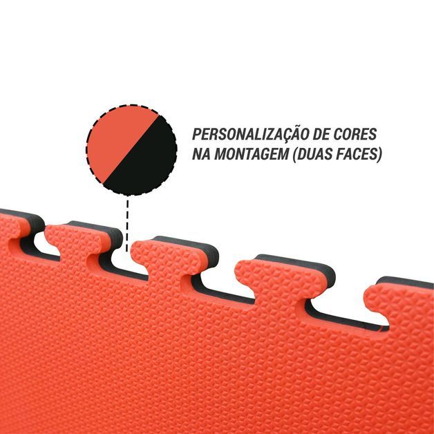 TATAME E.V.A, CORES PRETO/VERMELHO, 08 PLACAS 100CM X 50 CM = MONTADO 4M², OUTSHOCK