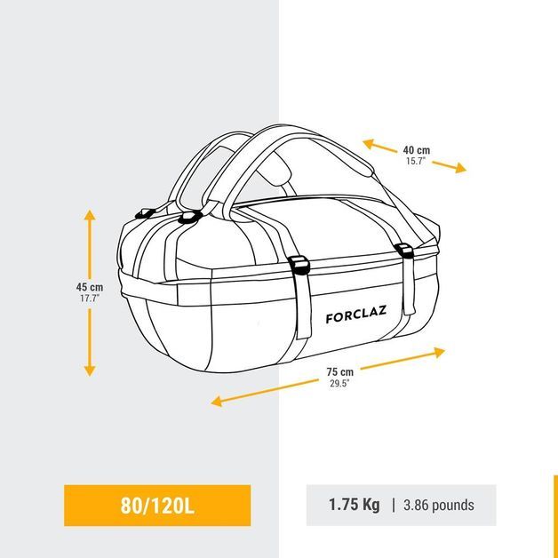 Duffel bag 500 extend 80/120l grey, 80l