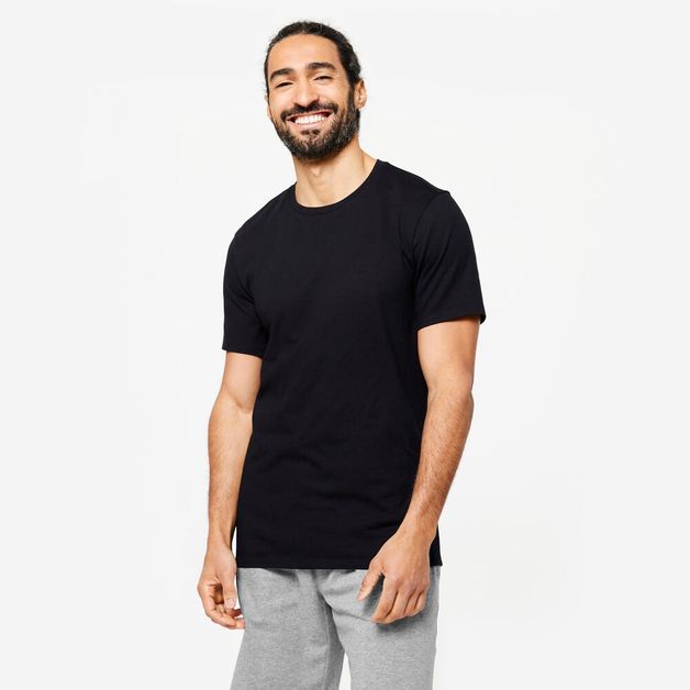 T-shirt gym m 500 slim khaki aop, gg Preto 3G