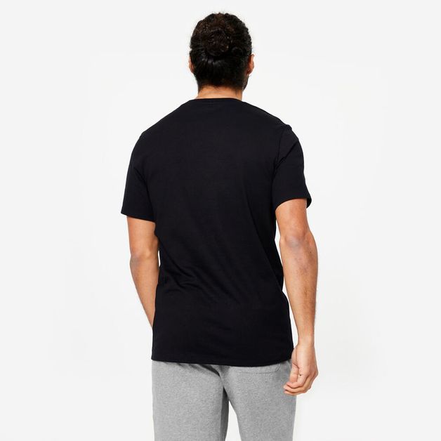 T-shirt gym m 500 slim khaki aop, gg Preto 3G