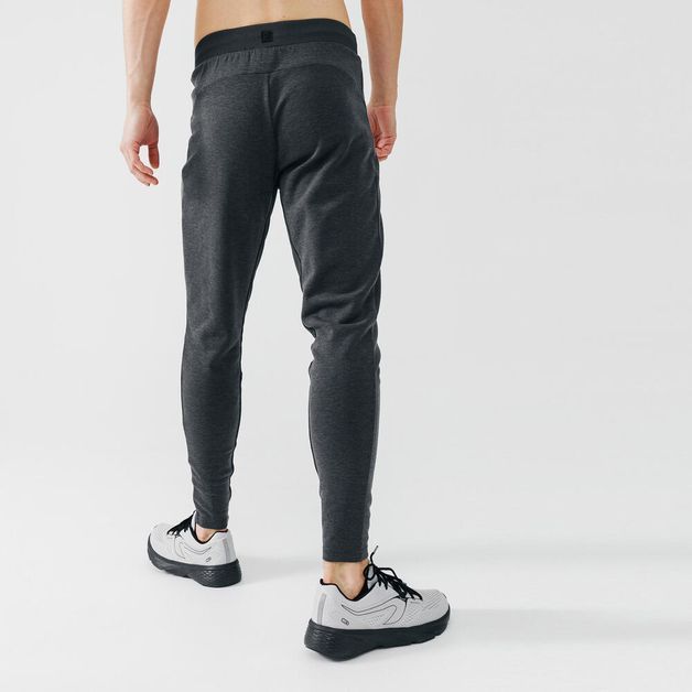 Calça justas de Corrida Masculino RUN WARM, cinza-escuro, 3G