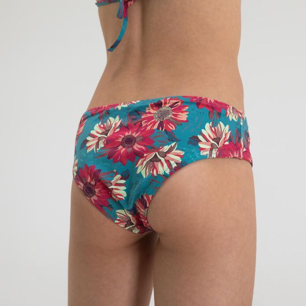 Biquíni Calcinha Alta de Surf Teen, azul-floral, 10 ANOS