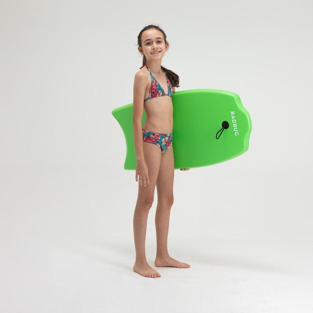 Biquíni Calcinha Alta de Surf Teen, azul-floral, 10 ANOS