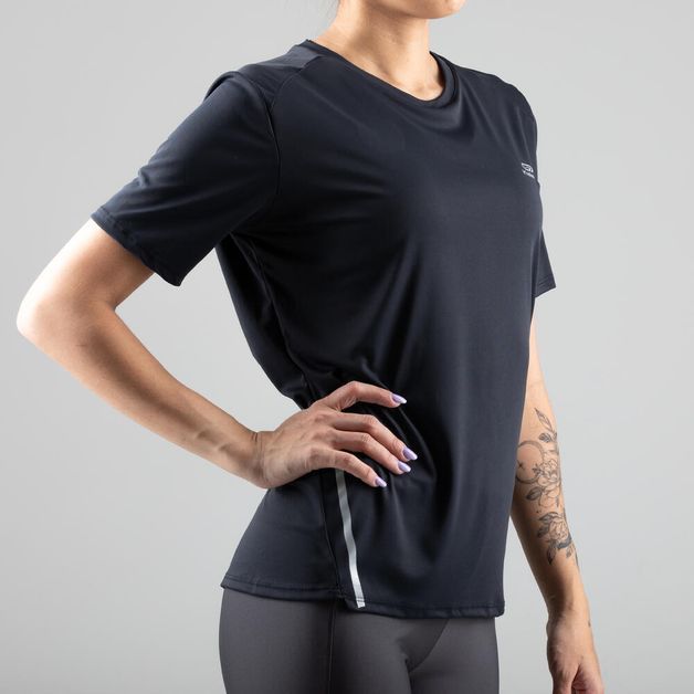 Camiseta de corrida Feminina Sun Protect 100, preto, 38