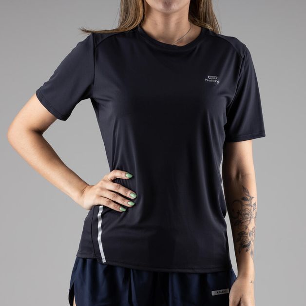 Camiseta de corrida Feminina Sun Protect 100, preto, 38