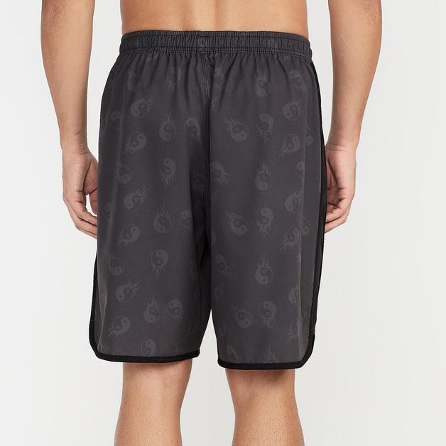 Bermuda Masculina de Surf Bolso com Zíper e Cintura Elástica Olaian, preta, G