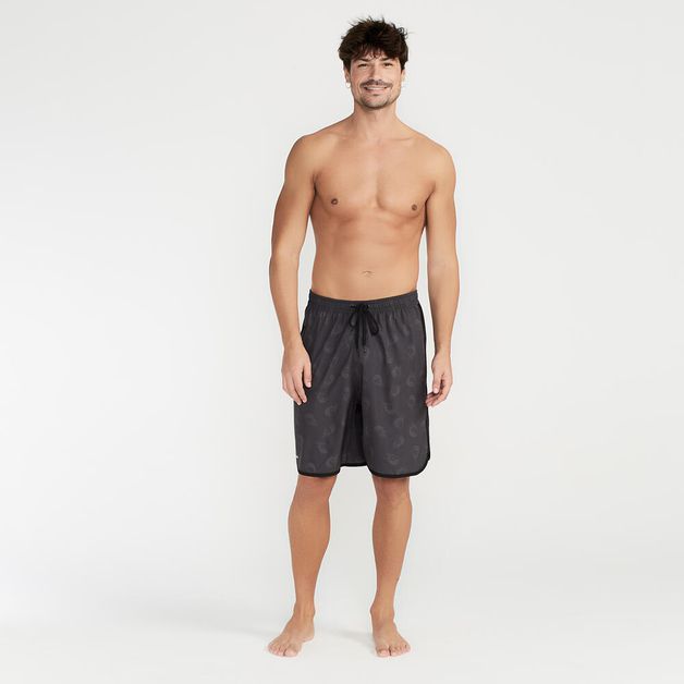 Bermuda Masculina de Surf Bolso com Zíper e Cintura Elástica Olaian, preta, P