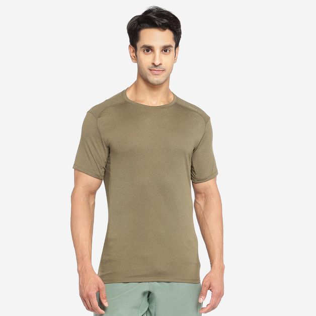 Camiseta masculina de Treino Cardio 100, caqui, 3G